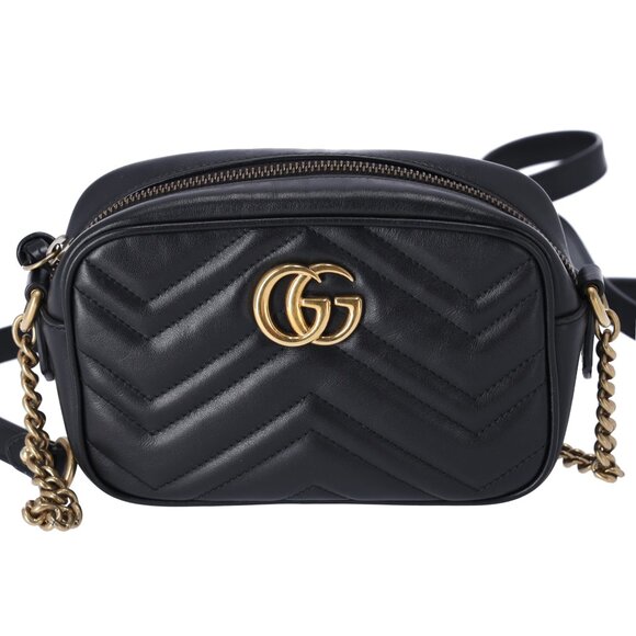 Gucci Handbags - GUCCI GG Marmont Shoulder Bag 448065 Black Leather
